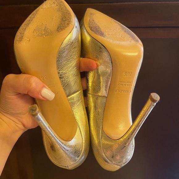 Casadei Metallic Gold Stiletto Heels - Picture 4 of 9